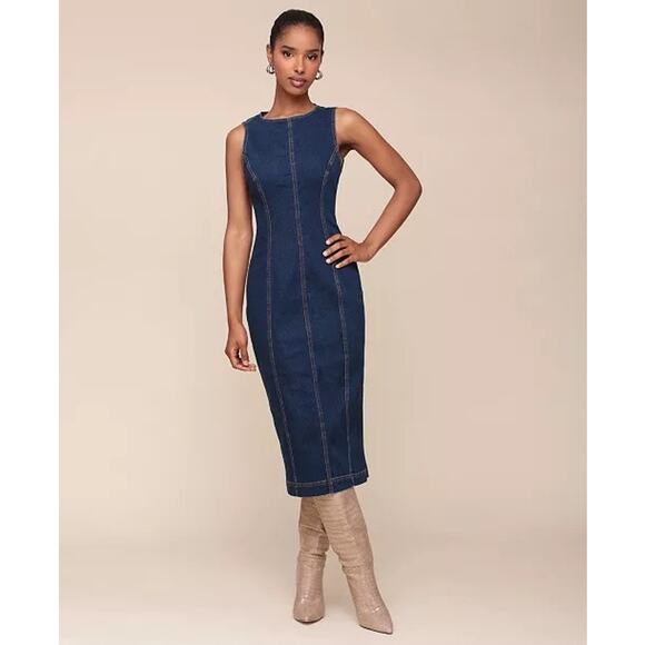 Avec Les Filles Sleeveless Denim Midi Dress - Picture 4 of 6